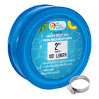 U.S. Pool Supply Pool Backwash Hose 2" x 100', Pool Drain Hose, Drainage Hose, Sump Pump Discharge Hose, Heavy-Duty Inground Pool, Flexible Lay Flat Filter Pump Draining, Clamp