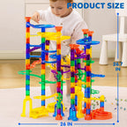 JOYIN 207Pcs Glowing Marble Run, Construction Building Blocks Toys with 5 Glow in The Dark Glass Marbles, STEM Toy for Boys and Girls, Educational Toy(147 Plastic Pieces + 60 Glass Marbles)