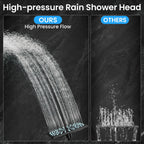 Veken High Pressure Rain Shower Head with Handheld, Square Rainfall Shower Heads with 5-Mode Handheld Spray Combo, Detachable Hand Held Showerhead, Bathroom Decor，Dual Matte Black Regaderas Para