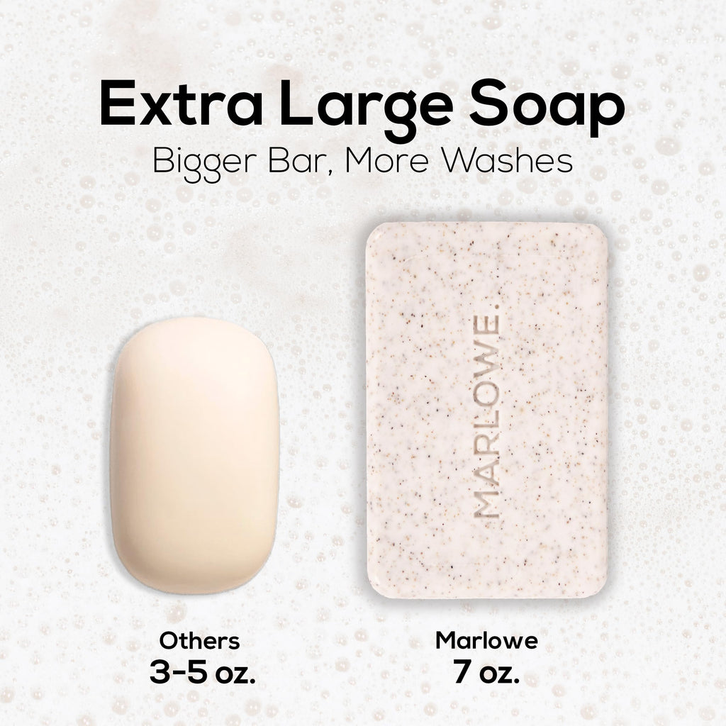 MARLOWE. No. 102 Body Scrub Soap 7 oz (3 Bars), Exfoliating Soap Bar with Shea Butter, Olive Oil & Green Tea Extracts, Cleanses, Smooths & Revitalizes Skin, Original Sage & Fir Scent