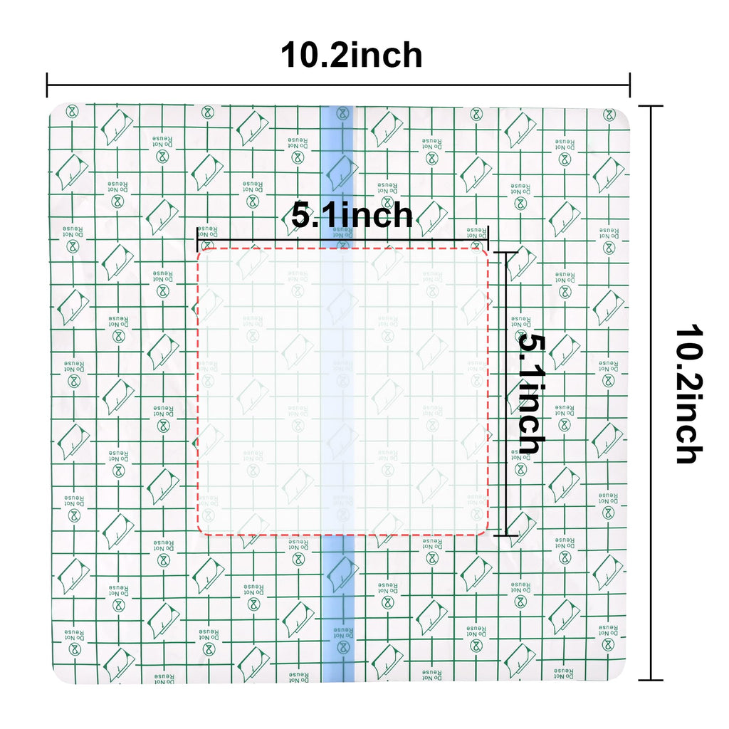 15Pcs 10.2"x10.2" Shower Shields Wound Cover, Large Waterproof Protector Bandage with Non-Stick Central Pad, Adhesive Dressing Film for Dialysis Catheter Post Surgical PICC Line