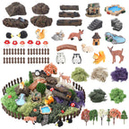 Chunful 45 Pcs Adult Fairy Garden Accessories Miniature Garden Figurines Tiny Resin Animals Forest Kit Pool Bridge Fence Pond Mushroom for Potted Plant Bonsai Terrarium Decor