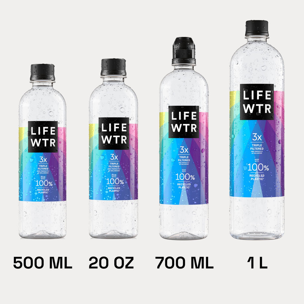 LIFEWTR Premium Purified Water pH Balanced with Electrolytes, 100% recycled plastic bottles, 16.9 Fl Oz Bottles, 500ml (Pack of 12)