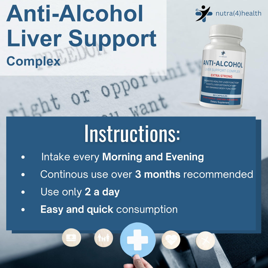 nutra4health Anti Alcohol Craving Supplement, Anti-Alcohol Complex, Anti Drink Support, 60 Capsules to Help Reduce Cravings