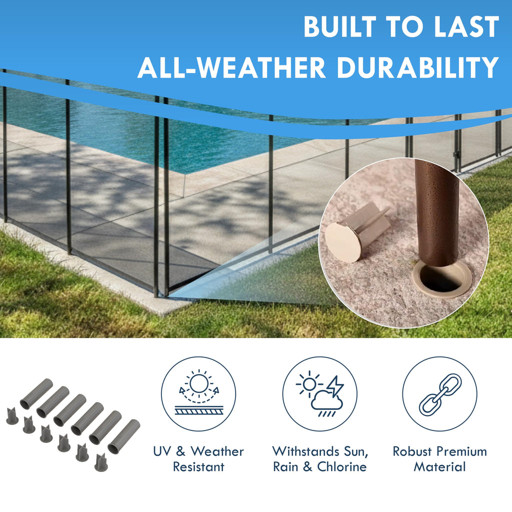 Pole Incerts Pool Fence Deck Sleeves & Hole Caps - Putty 6 Pack - 1 Inch Pole ...
