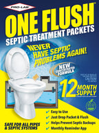 One Flush Septic Tank Treatment Packets - 1 Year Supply of Dissolvable Septic Tank Treatment Packets - Use Septic Treatment Enzymes Packets Monthly to Prevent Expensive Septic System Backups 12 Count