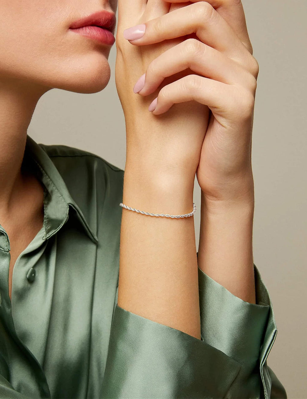 925 Sterling Silver Rope Chain Bracelet 2mm Silver Bracelet for Men Women