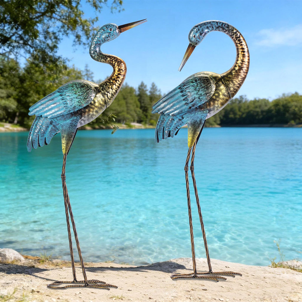 Natelf Outdoor Garden Crane Statues Blue Heron for Lawn Yard Decor