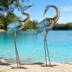 Natelf Outdoor Garden Crane Statues Blue Heron for Lawn Yard Decor