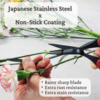 ALLEX Trimming Scissors for Gardening 7" - Japanese Floral Garden Scissors for Plants, Flowers, Herbs - Japanese Stainless Steel Blade with Non-Stick Coating - Spring Loaded Handle - Made in JAPAN
