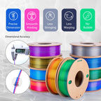 3Dgenius Silk Rainbow PLA Filament 1.75mm Silk PLA 3D Printer Filament Shiny Fast Color Changing Gradient Filament 3D Printing Filament Fit Most FDM Printers, 1kg Spool(2.2lbs), Yellow Series