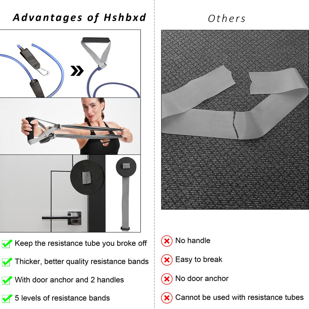 Exercise Bands Set with Handles - Latex Free Resistance Bands for Stretching, Workout, Rehab, Yoga, Pilates, Gym, Home Exercise
