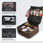 WIRIBEY Checkered Makeup Bag, Portable Makeup Bag with Adjustable Partition, Cosmetic Bags for Women Toiletry Travel Organizer Portable Make Up Bags for Christmas Birthday Gifts