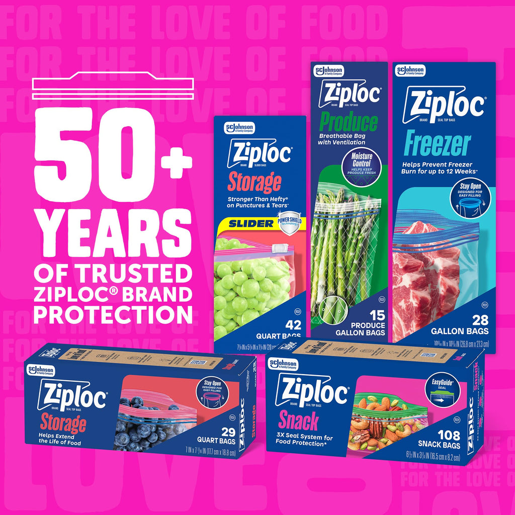 Ziploc Gallon Food Storage Bags, Stay Open Design with Stand-Up Bottom, Easy to Fill, 162 Count