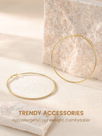 KeyStyle Hoop Earring for Women,90mm Extra Large Gold Lightweight Hoop