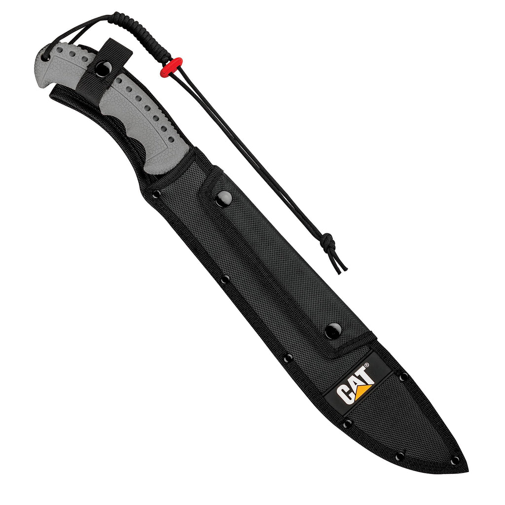 CAT Latin 21-Inch Machete with Shoulder Strap Sheath, Blade Knife with Ergonomic Comfort Tool Handle, Cut, Chop, Clear Brush, Garden, Outdoors, Camping - 980409ECT Black