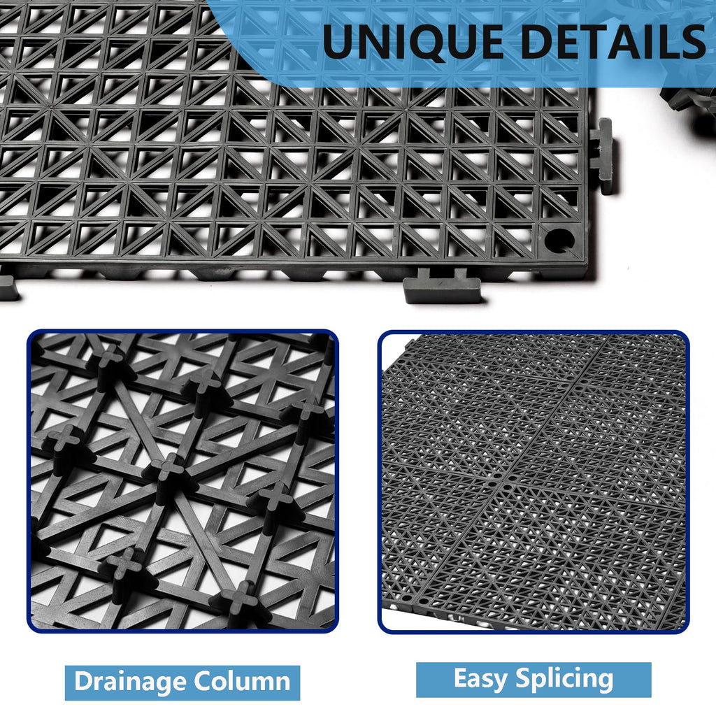 12” x 12” Drainage Interlocking Floor Mats 12 Pack for Outdoor and Indoor
