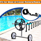 24 Pcs Pool Solar Cover Reel Attachment Kit, Solar Cover Reel Blanket Straps and Clips for Universal Inground Swimming Pool - Including 8 Adhesive Nylon Straps & Tabs, 8 Cord Plates, 8 Buckles