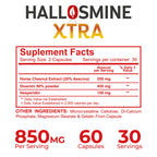 Hallosmine Xtra Circulation & Vein Support, Diosmin, Horse Chesnut & Hesperidin 850mg + FREE Leg Cream | Leg Circulation, Varicose Veins, Spider Veins, Hemorrhoids, Blood Flow, 60 capsules