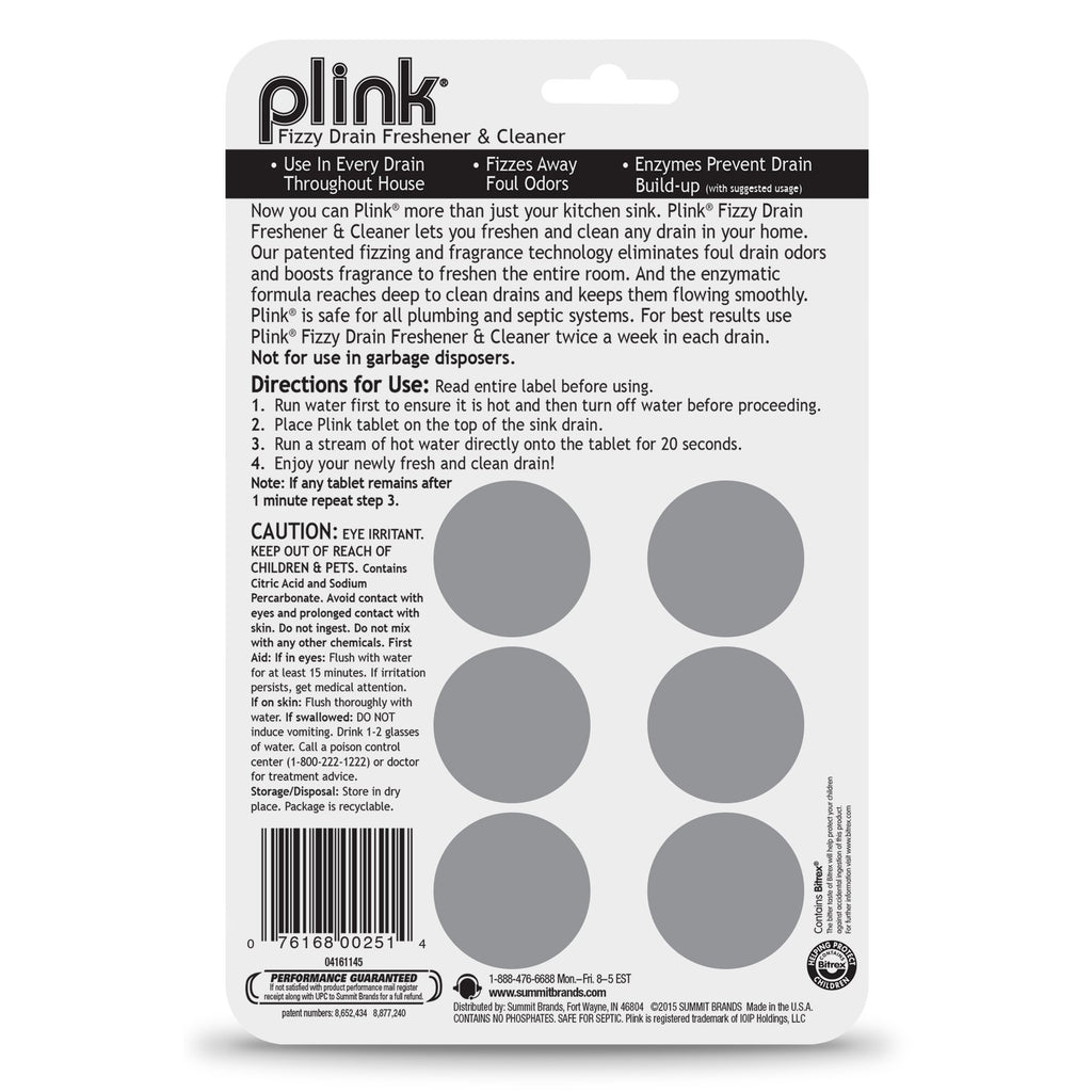 Plink Fizzy Drain Freshner, Prevents Buildup and Maintains a Clear Drain, Removes Drain Odor, Lemon Scent, Pack of 3, 18 Count, Fresh Lemon