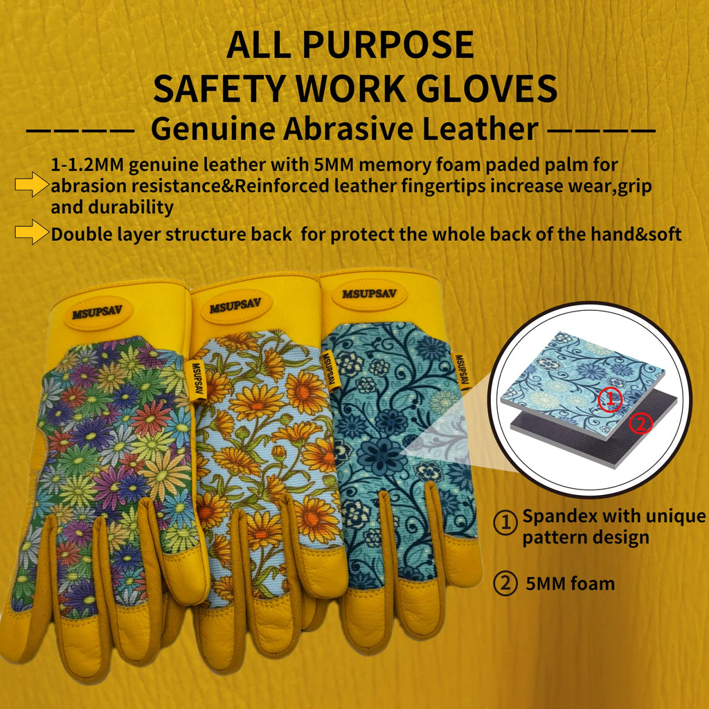 MSUPSAV Puncture Resistant Gardening Gloves,Garden Work Glove,Blue,Medium