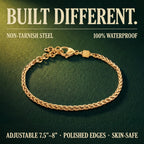 Galis Gold Rope Chain Bracelets for Women and Men - Unisex Premium Stainless Steel Bracelet for Men and Women, Gold Plated Non Tarnish Bracelet, One Wrap Wheat Chain Style with Lobster Claw Clasp 7"