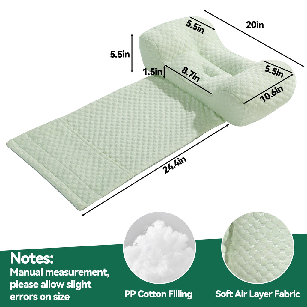 MABOZOO Neck Pillows for Recliners with Pocket,Headrest Cushion for Neck Pain Relief and Cervical Support,Recliner Head Pillow for Side Sleeping at Home, Office or Traveling（Green）