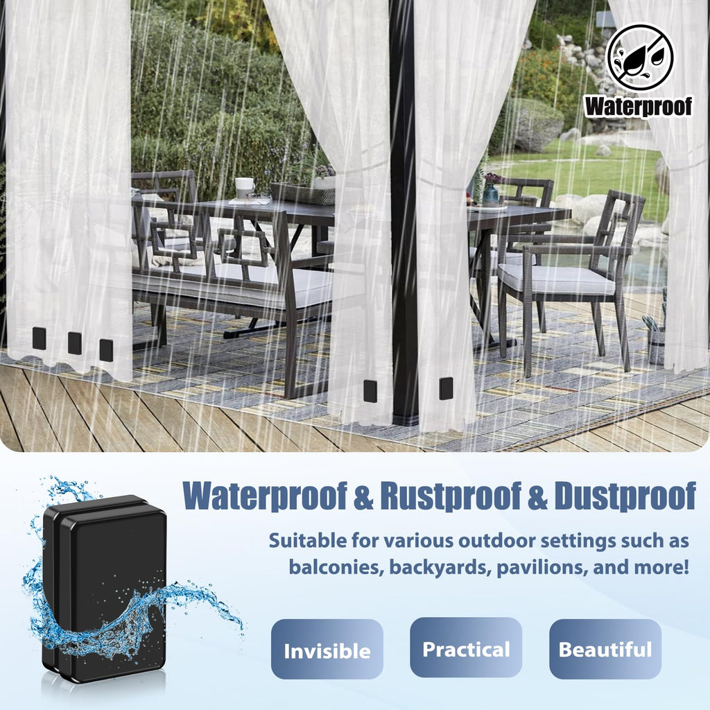16pcs/52oz Outdoor Curtain Weights, Upgraded Heavier-Duty Waterproof Curtain Magnets Weights Outdoor, for Home Patio Drapery, Shower, Flags, Tablecloth to Stop Heavy Wind (Black, 8pairs)