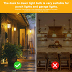 EvaStary Yellow Bug Light Bulbs Outdoor, Dusk to Dawn A19 LED Bulb for Porch Lights Outside, 6W(40W Equivalent) Auto On/Off Amber Bulb for Patio, Backyard, Hallway, Decor, 4 Pack