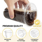 100 Pack 16 oz Plastic Cups with Lids and Straws, Clear Disposable Plastic Cups, Heavy Duty Iced Coffee Cups with Leak-Resistant Lids, Cold Drink Cups for Juice, Coffee and Milk Tea & Party To Go