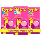 Pepto Kids Bubblegum Antacid Tablets Chewable, Upset Stomach Relief for Kids, Heartburn Relief, Acid Indigestion and Sour Stomach Relief, 72 Chewable Tablets (3x24 ct)