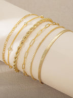 CTEEGN Anklets for Women, 14K Gold Plated 6 Pcs Layered Dainty Anklet Set
