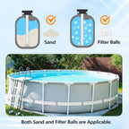 (24H Timer) VINGLI 10 in Sand Filter Pump with Filter Balls, 1189 GPH 1/3 HP High Flow Pool Pump with 7-Way Valve for Above Ground Swimming Pools Up to 6600 Gallons
