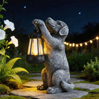 LXOUMEI Solar Dog Outdoor Statue, Garden Dog Figurines with Lantern