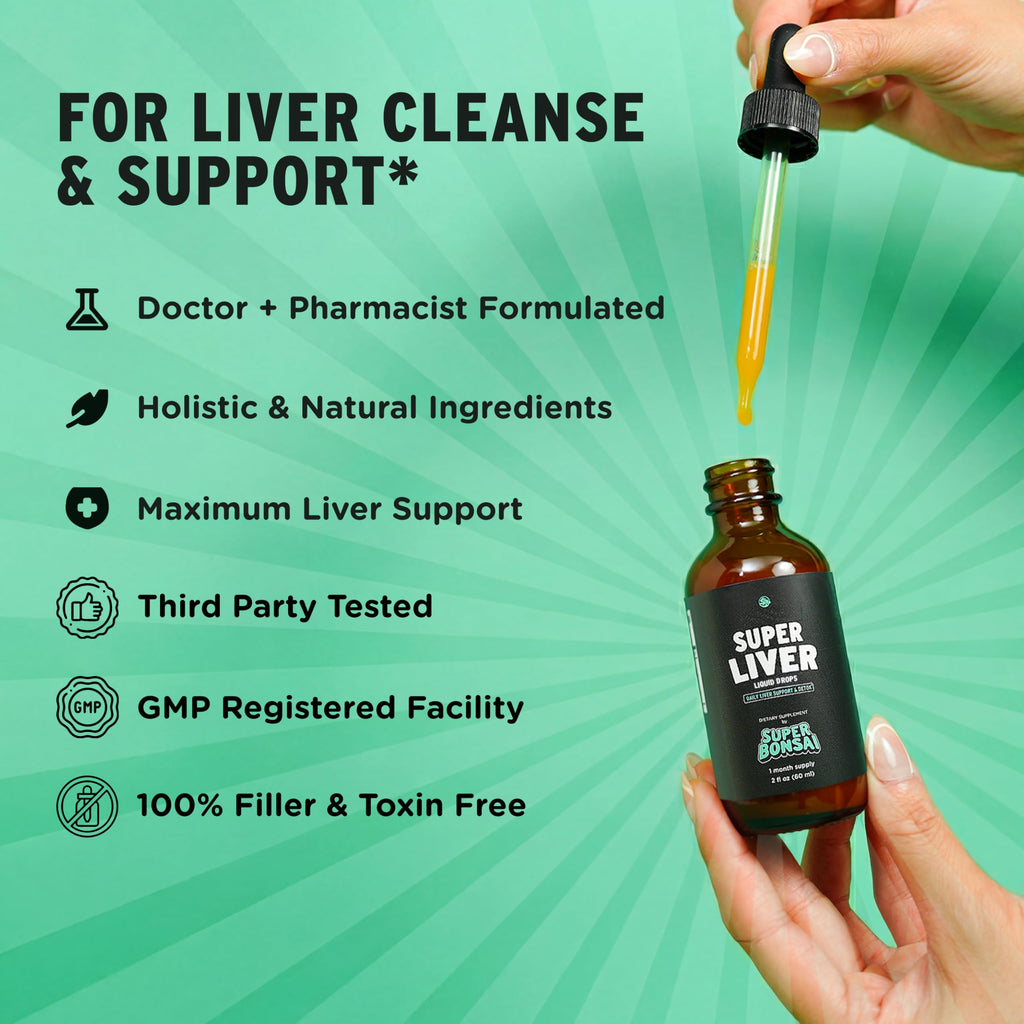 SuperBonsai Milk Thistle Herbal Liquid Supplement - Doctor-Formulated Botanical Blend with Milk Thistle and Dandelion Root - Vegan Non-GMO Drops - 3 Month Supply