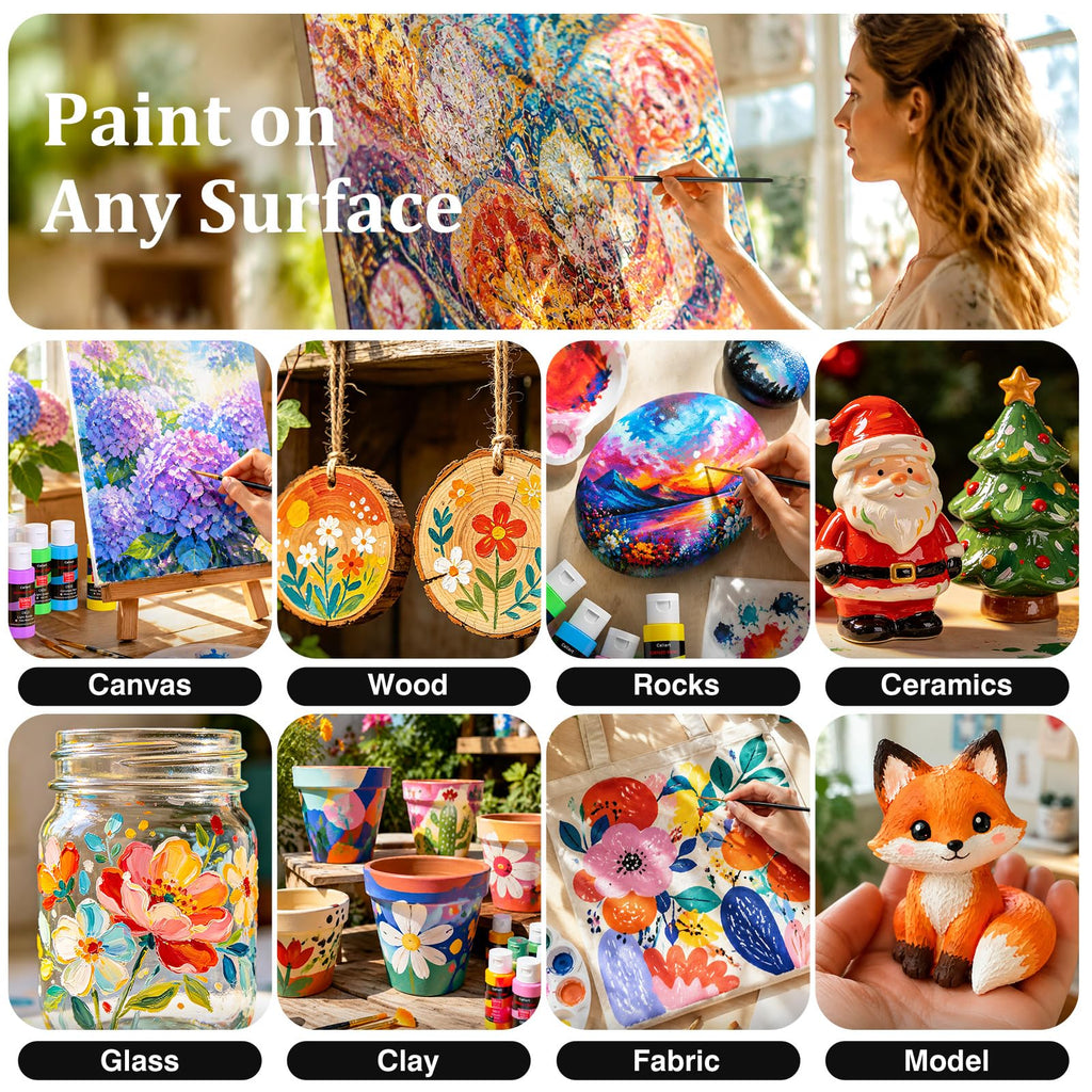 Caliart 36 Colors Acrylic Paint Set with 12 Brushes