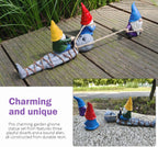 qumHmup Garden Gnomes with Alien Figurine, Polyresin Naughty Gnome Statue for Patio Lawn Garden Porch Fence Outdoor Decoration