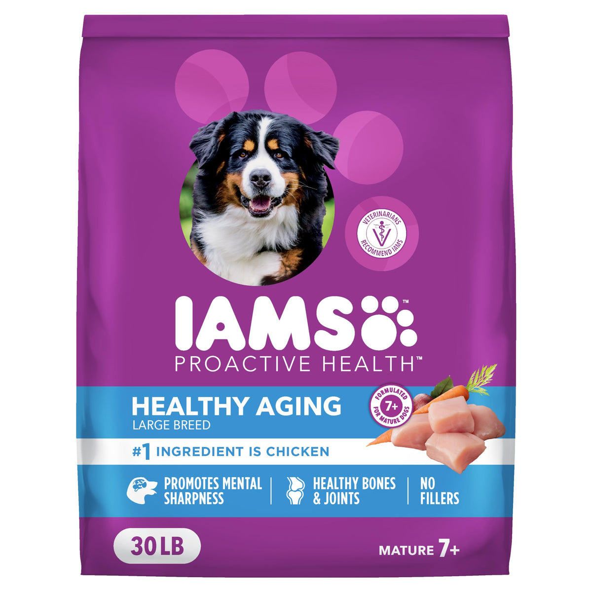 IAMS Proactive Health Mature Large Breed Dry Dog Food, Chicken, 30 lb