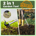 NICOFPHY Weed Puller Tool with Long Handle, Heavy Duty Garden Hoe and Rake