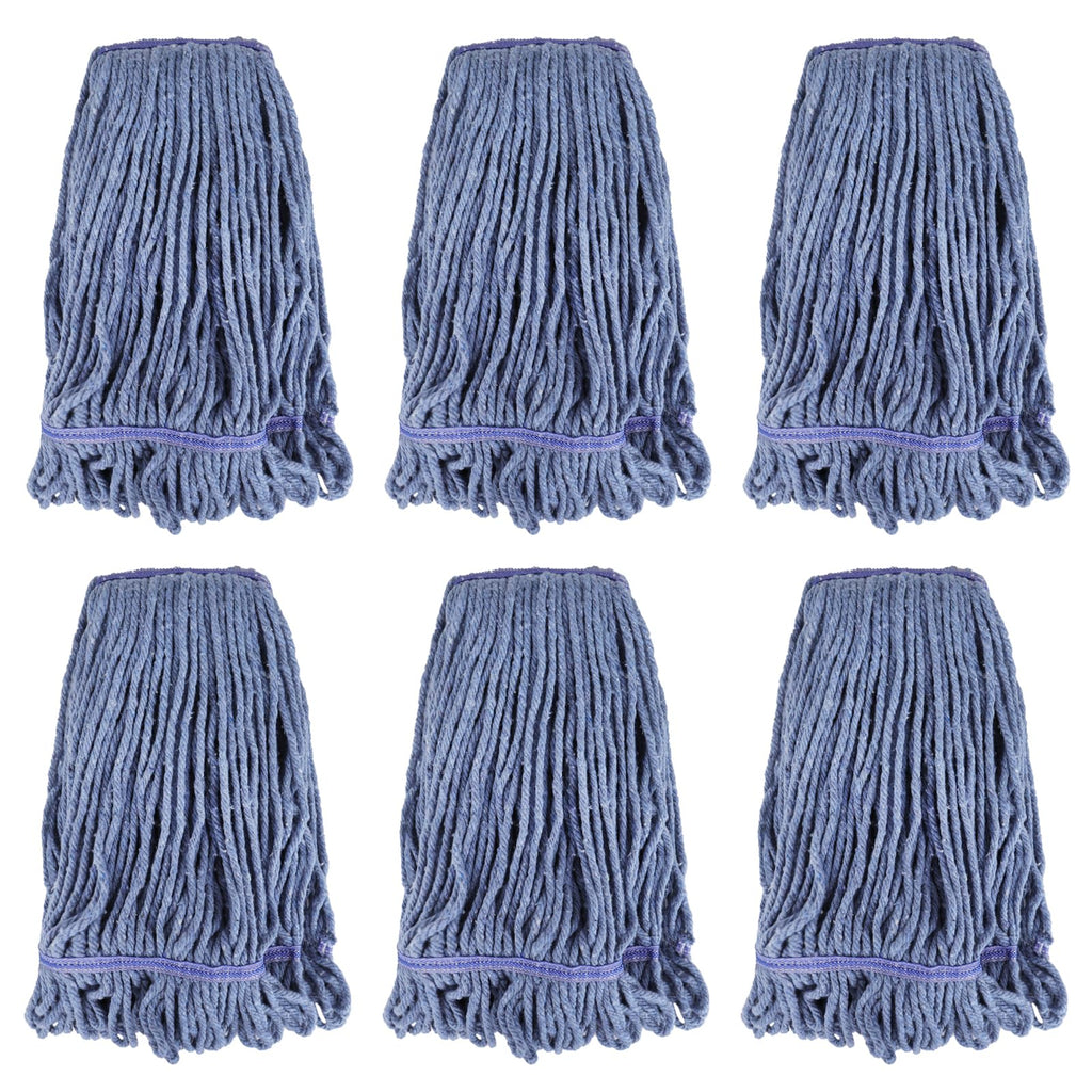 Commercial Heavy Duty Mop Heads Replacement: 6 Packs Industrial Wet Mop Head for Floor Cleaning - Commercial Products Looped End String Head Refills