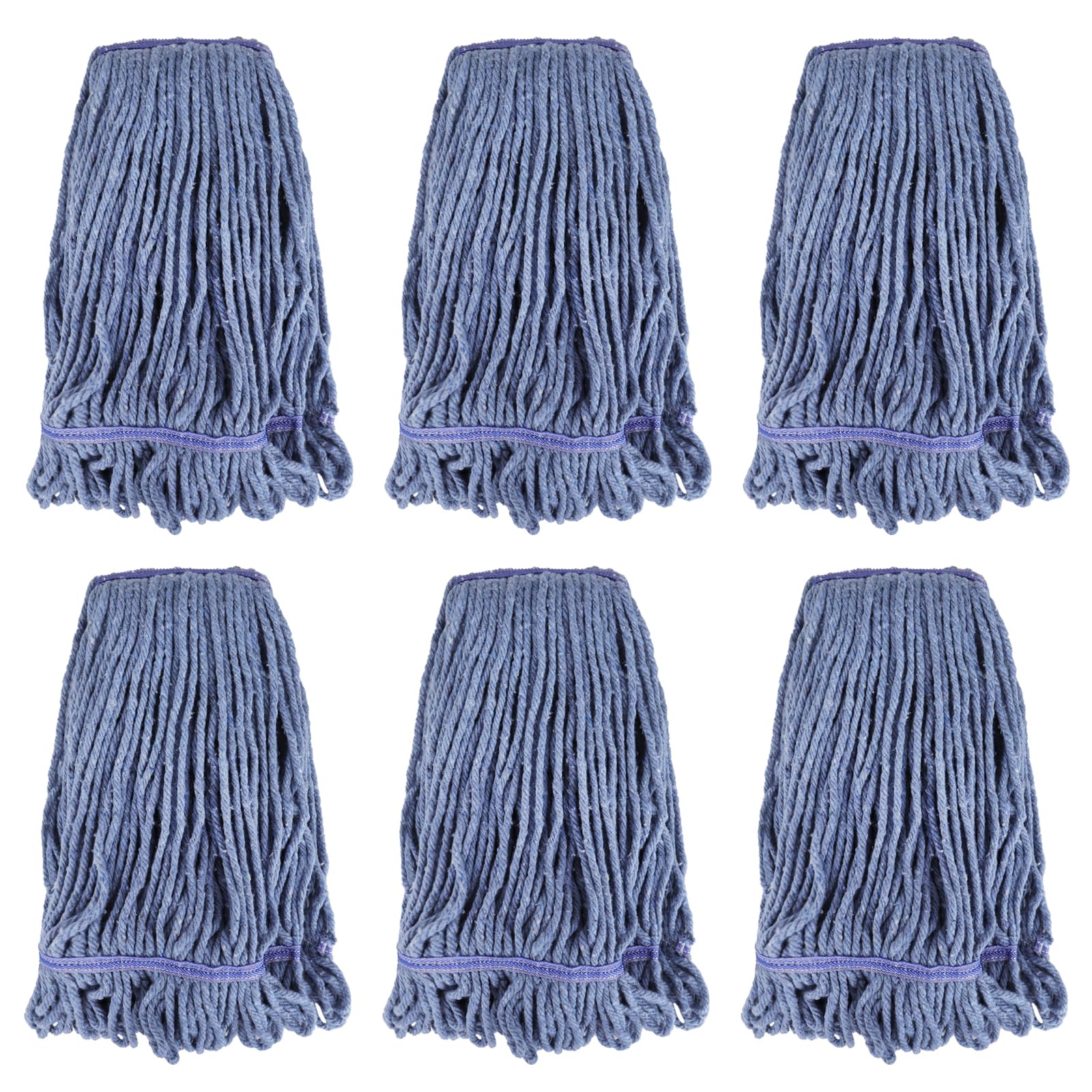Commercial Heavy Duty Mop Heads Replacement: 6 Packs Industrial Wet Mop Head for Floor Cleaning - Commercial Products Looped End String Head Refills