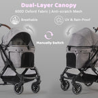 Kicari All-Terrain Dog Stroller for Small to Medium Dogs, Pet Stroller for Dogs & Cats Outdoor Walks, One-Hand Easy Fold, Double-Layer Anti-UV & Waterproof Canopy & Breathable Mesh, Charcoal Gray