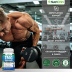TMG Trimethylglycine Supplement - 1000mg - 180 Capsules - Premium Pure Betaine Anhydrous - Supports Normal Homocysteine & Blood Pressure Levels - Promotes Methylation Processes - Non-GMO Formula