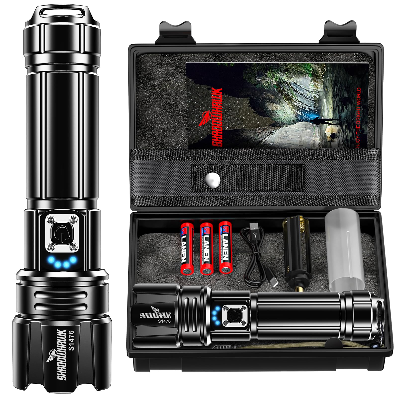 Flashlight 10000 High Lumens Rechargeable - 30W Super Bright LED Flash Light | 5000ft Beam & 12H Long Lasting USB C High Powered Handheld Police Flashlight for Home, Camping, Hiking, Emergency