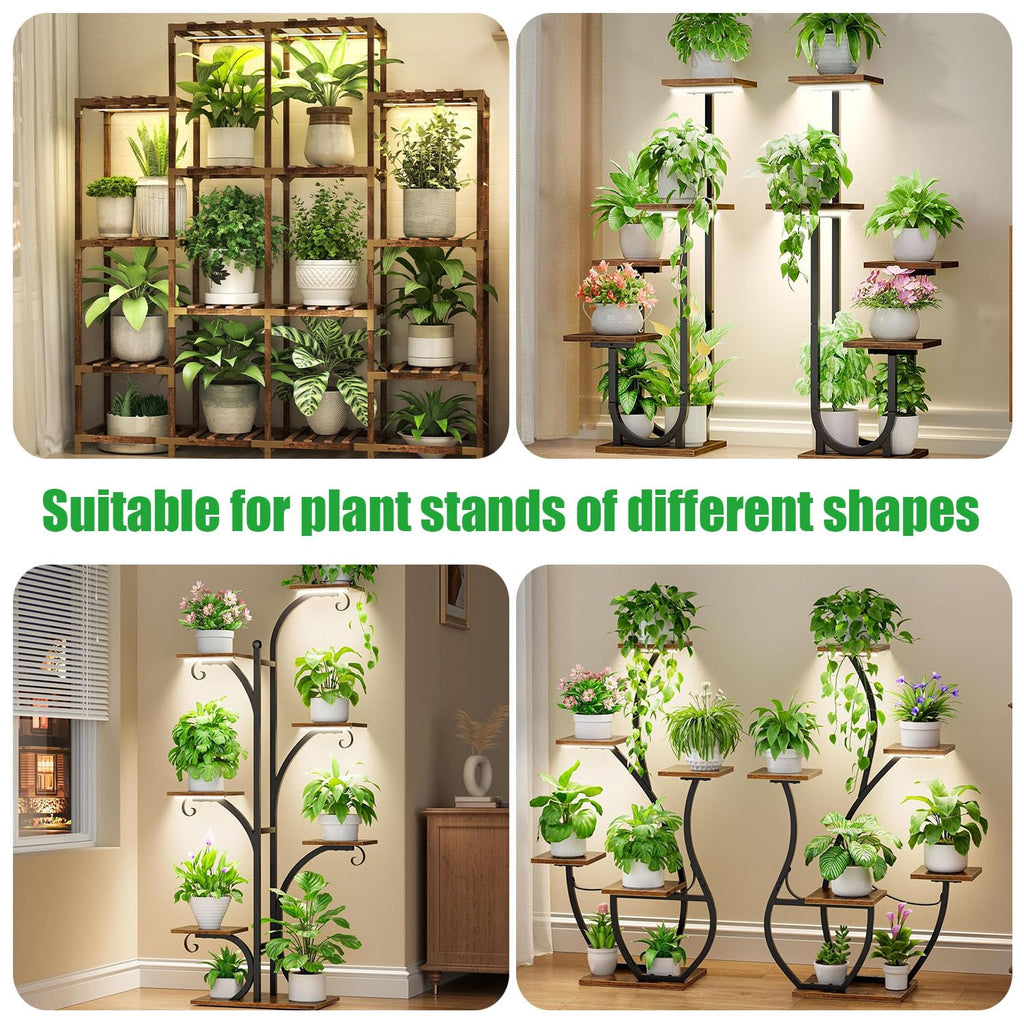 RWNTAO LED Plant Growing Lamp Strips, Full Spectrum 3500K Grow Light for Indoor Plants with 3/9/12H Timer and 10 Dimmable Levels for Green House Hydroponics Succulent, 4 Head 13 Inches