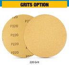 S SATC 100 PCS PSA Sanding Discs 6 Inch Adhesive Backed Sandpaper 220 Grit Sander Attachment for Drill Self Stick Aluminum Oxide Round Automotive Sandpaper with Sticky Back