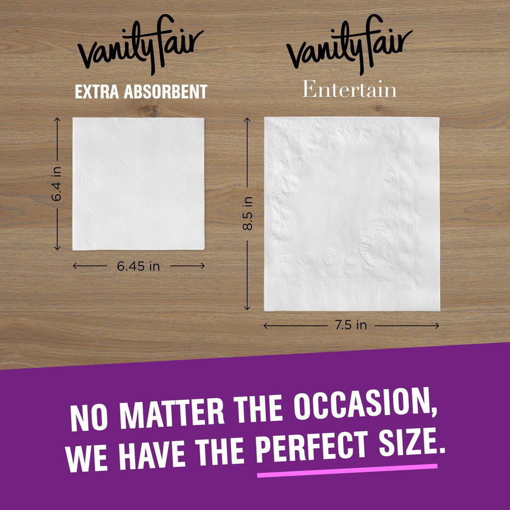 Vanity Fair Extra Absorbent Premium Paper Napkins, 160 Count, Disposable Napkins Made Soft And Strong For Messy Meals And Everyday Use (Pack of 2)