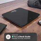 Greater Goods AccuCheck Digital Scale for Body Weight - Accurate Digital Bathroom Scale with High-Precision Sensors, Large Easy-to-Read Backlit Display, 400 lb Capacity, Auto Step-On (Black)