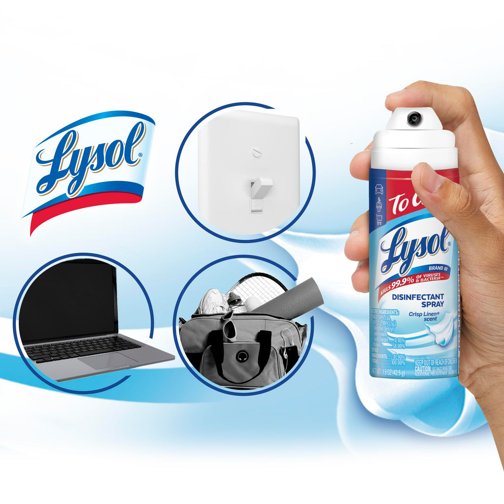 Lysol To Go Disinfectant Spray, Crisp Linen, Travel Size - 1.5 oz (Pack of 4)