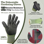Exprosiflux 2 Pairs Non Slip TPE Gardening Gloves, Olive Green, M